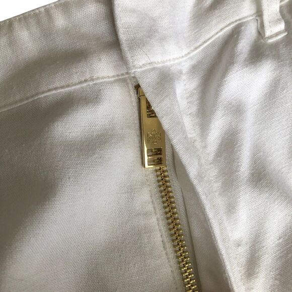 All Things Golden NWT White Linen Blend High Waist Straight Leg Trouser Pants M - Picture 4 of 13
